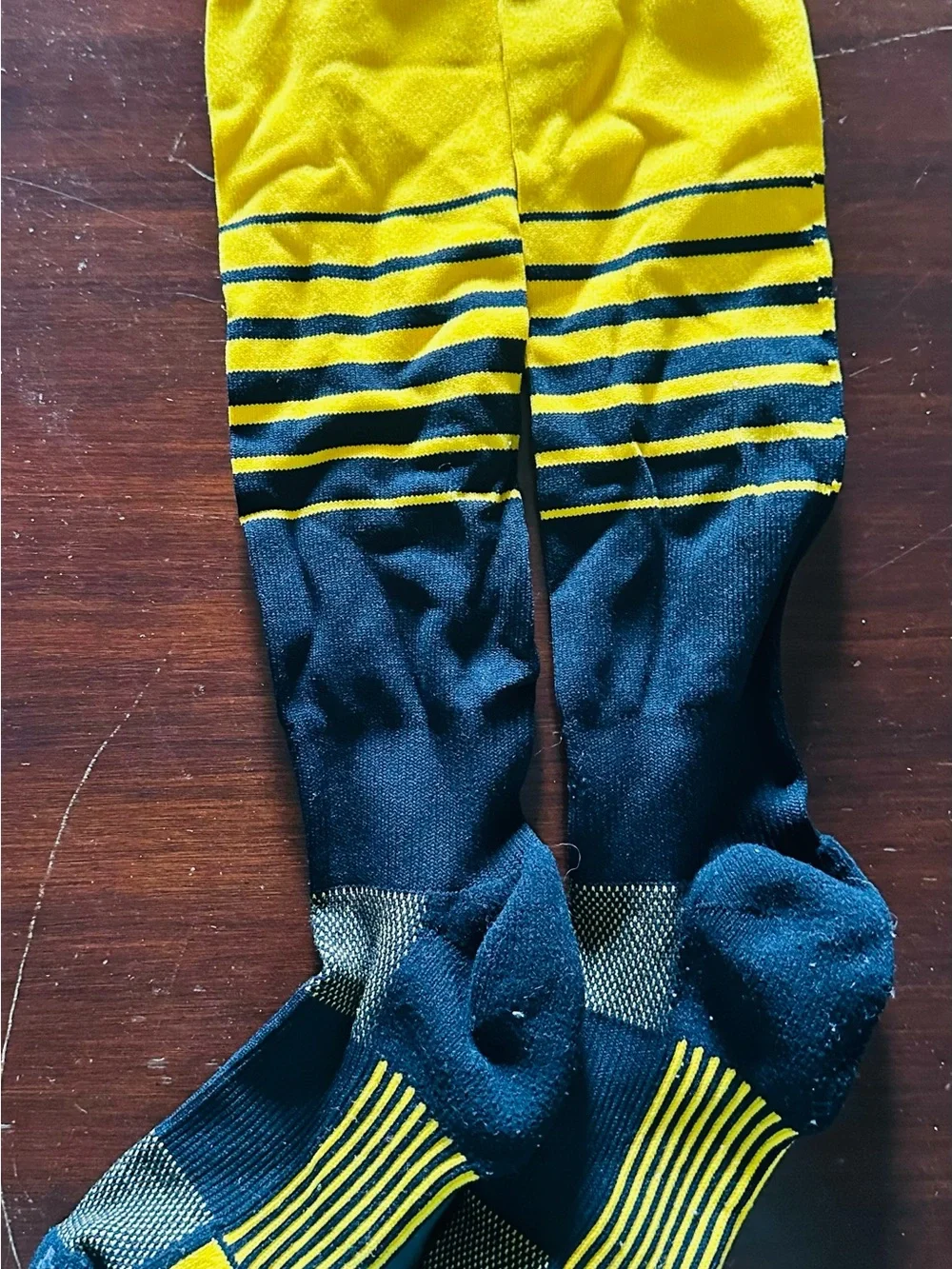 Boy’s 2 Pair Athletic Long Crew Socks - Yellow and Black